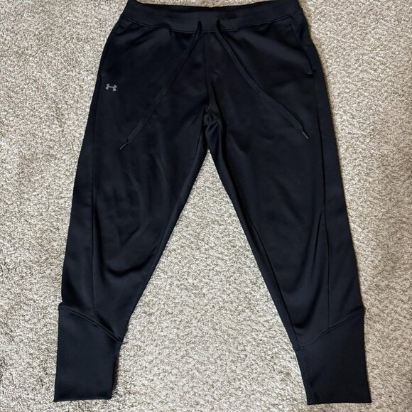 Under Armour Pants Mens Large Black ColdGear Joggers Fleece Lined Athletic - Picture 1 of 9